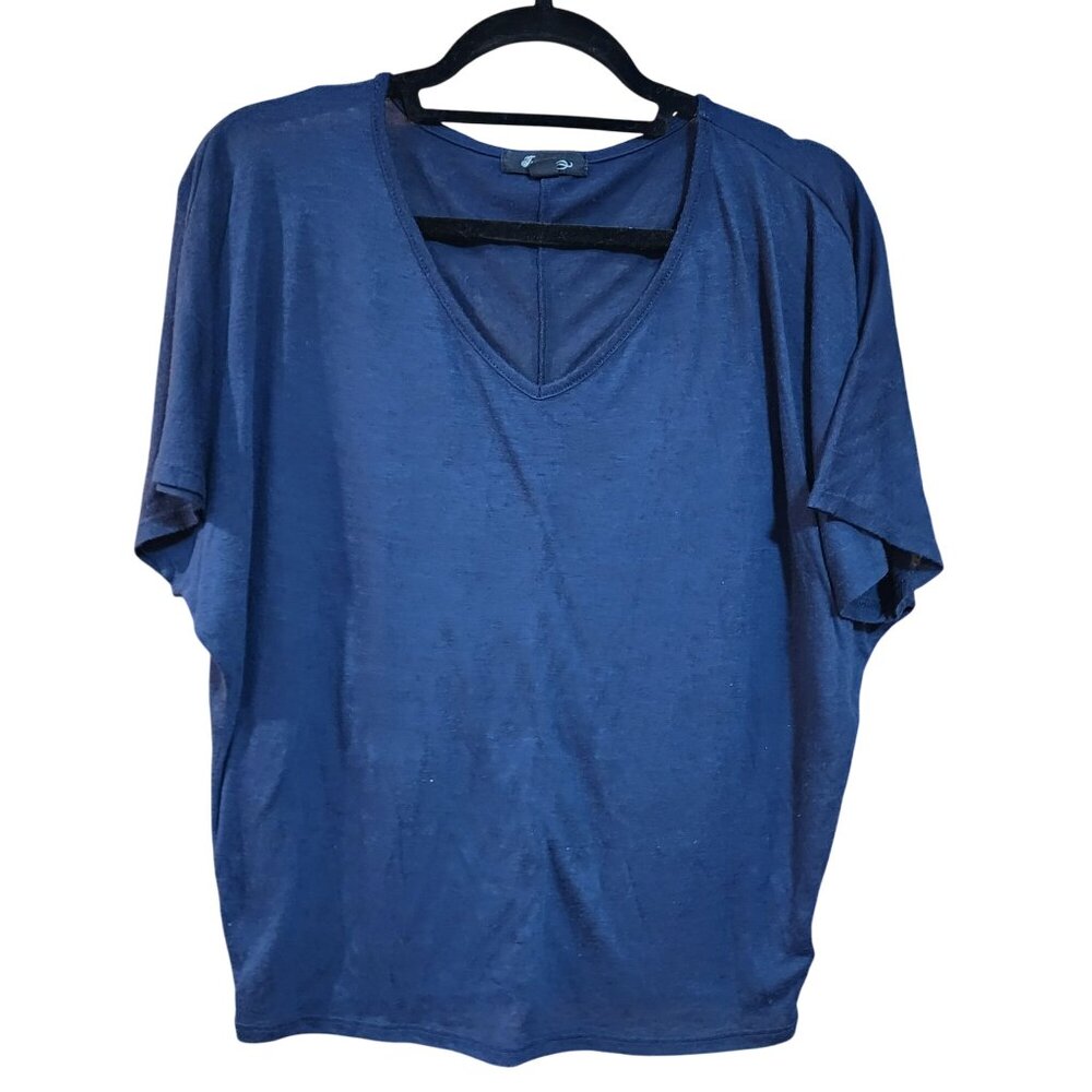 Forever 21 Blue Dolman Sleeve V-Neck Top S Lightweight Casual Womens T-Shirt